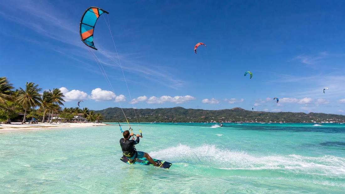 Kiteboarding at Bulabog Beach in Boracay